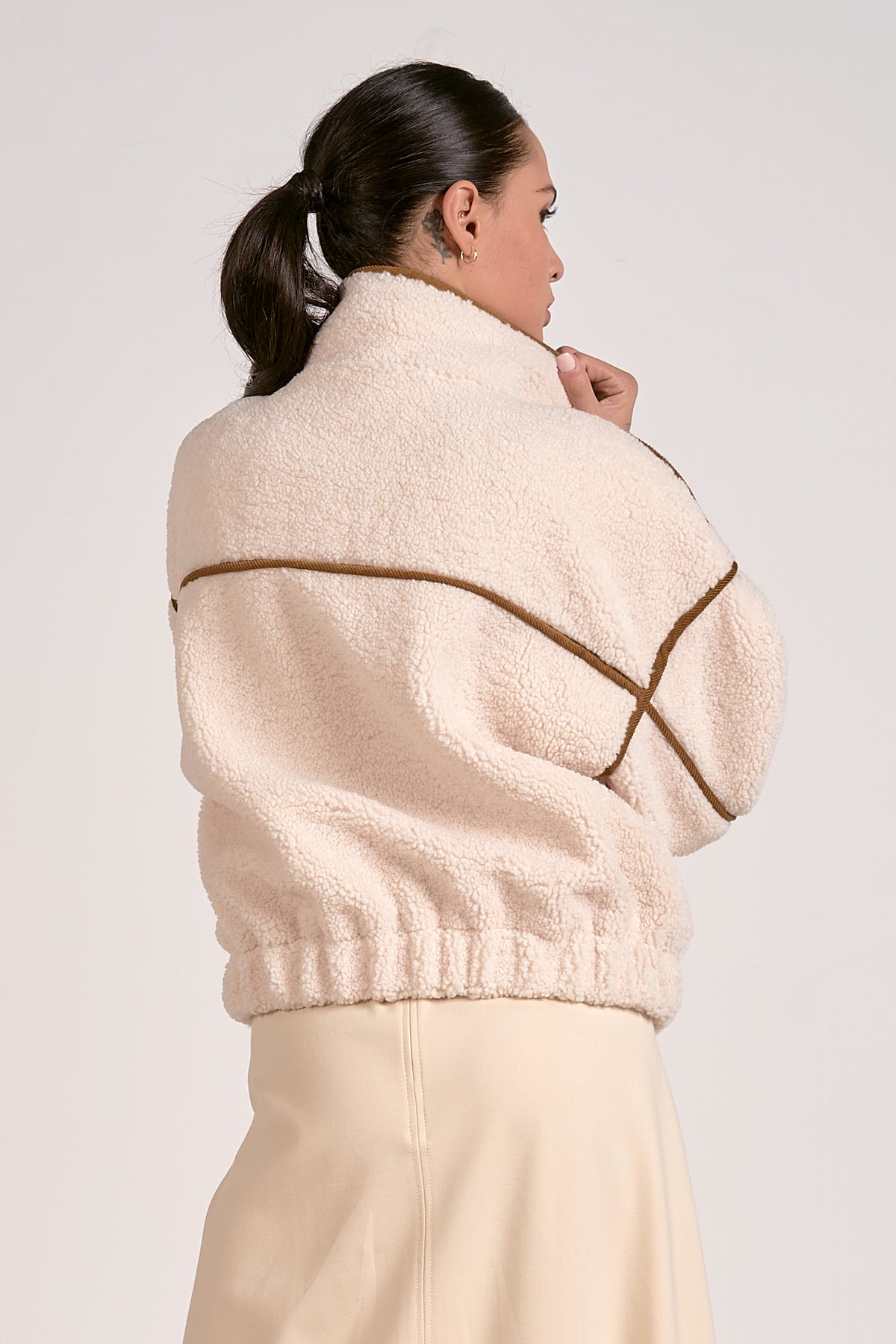 The Leather Trim Fleece Jacket