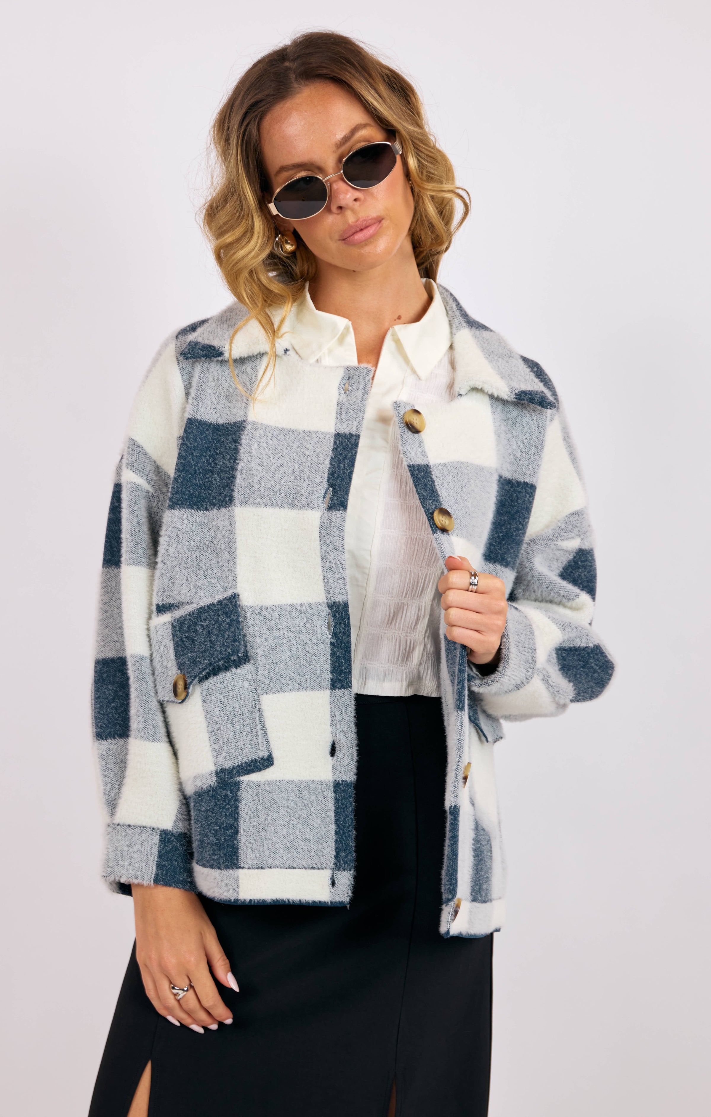 The LOLA BUFFALO PLAID SWEATER JACKET