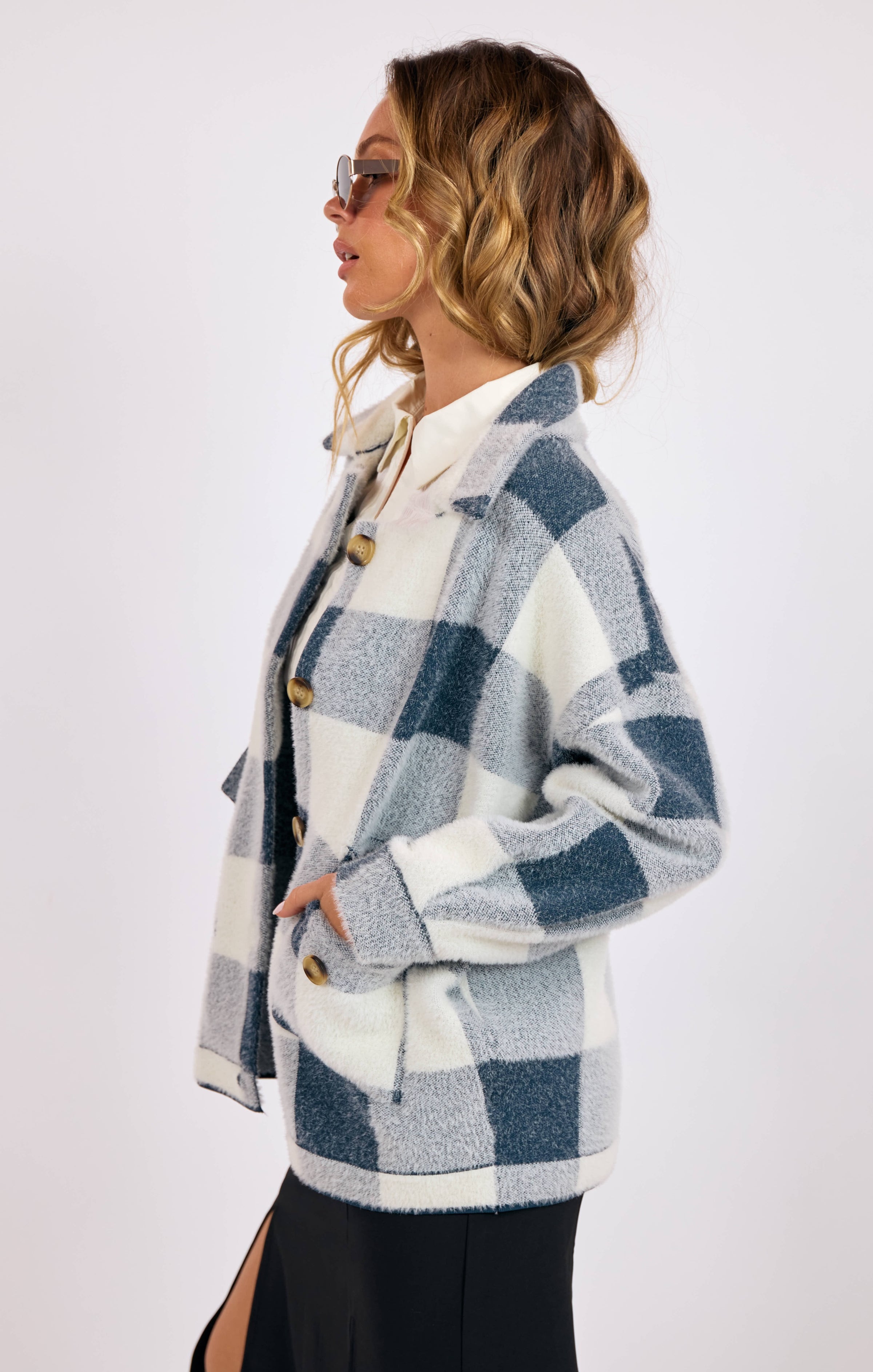 The LOLA BUFFALO PLAID SWEATER JACKET
