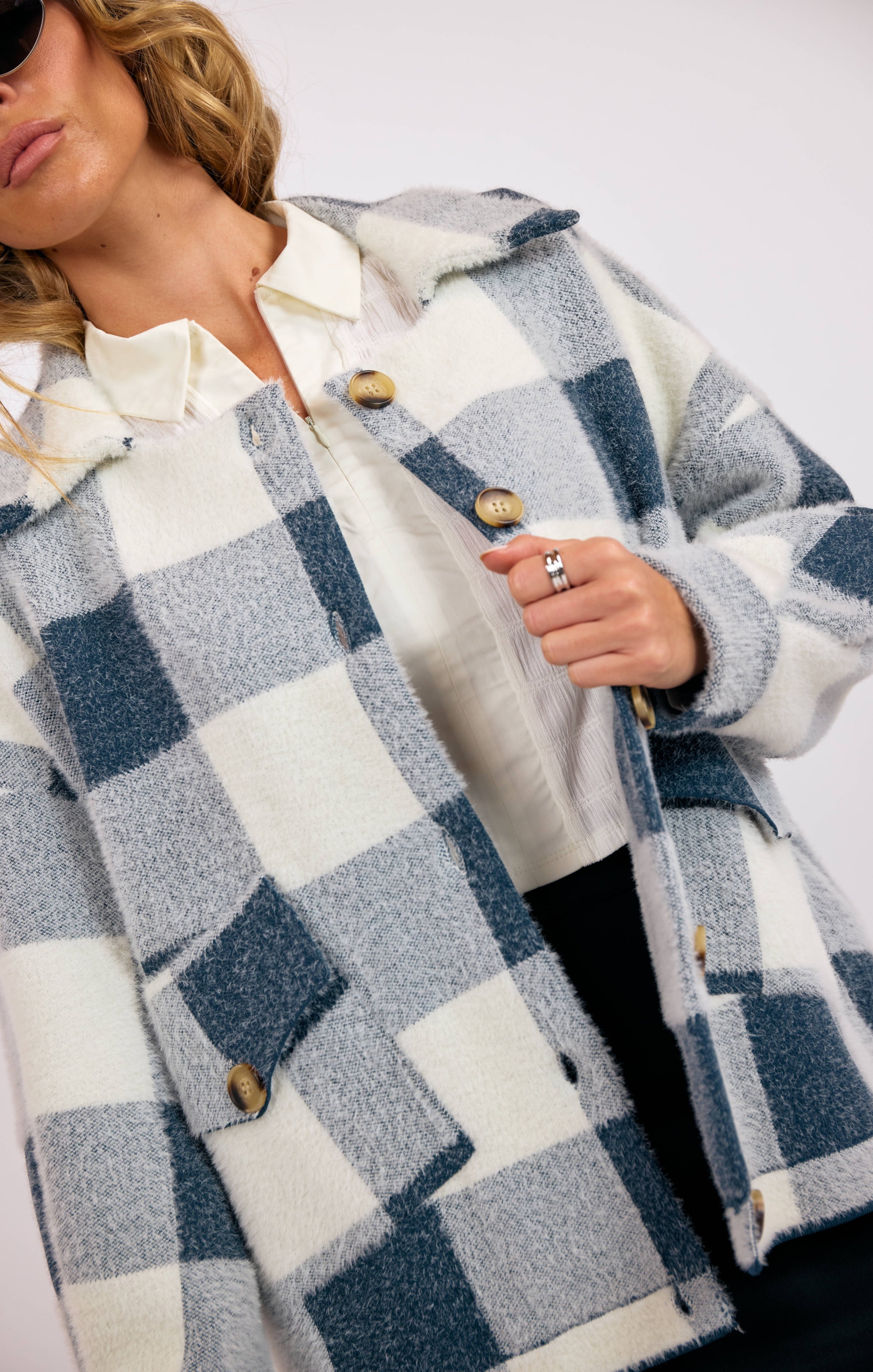 The LOLA BUFFALO PLAID SWEATER JACKET