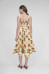 Zoe and Claire Floral Linen Belted Dress