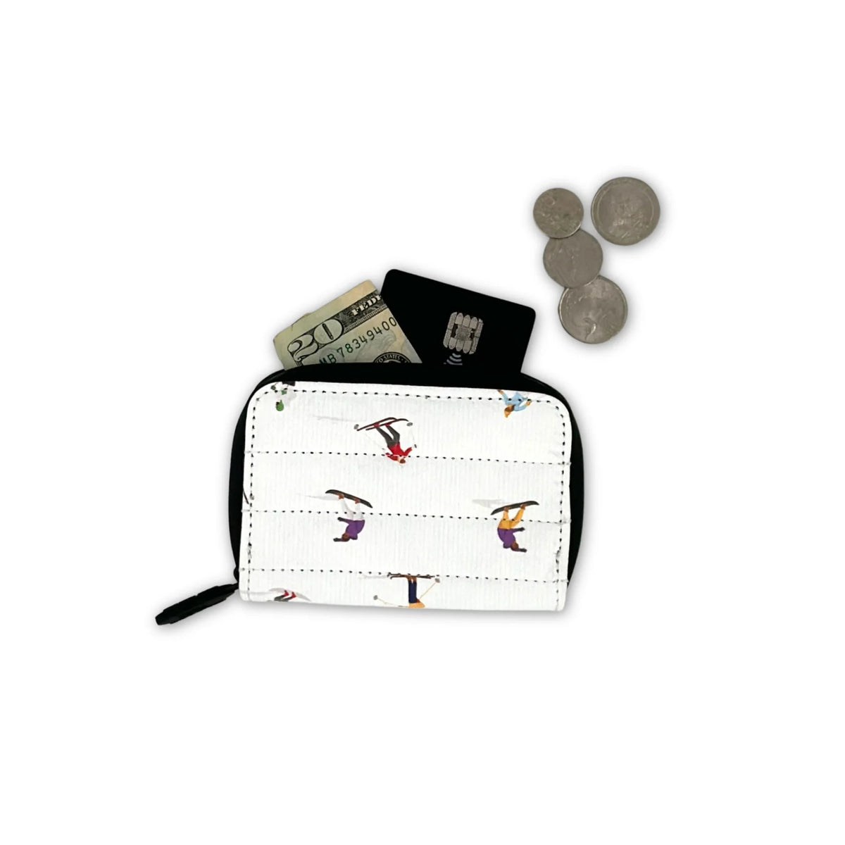 Puffer Zipper Wallet with Dancing Skiers