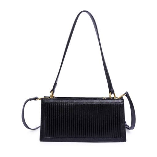Abigail Clutch - Recycled Vegan Bag - Black Pleated