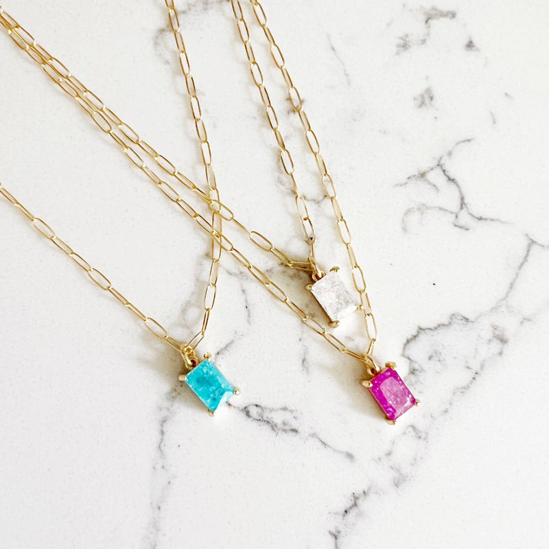 True Gem Paperclip Choker Necklace Gold Filled