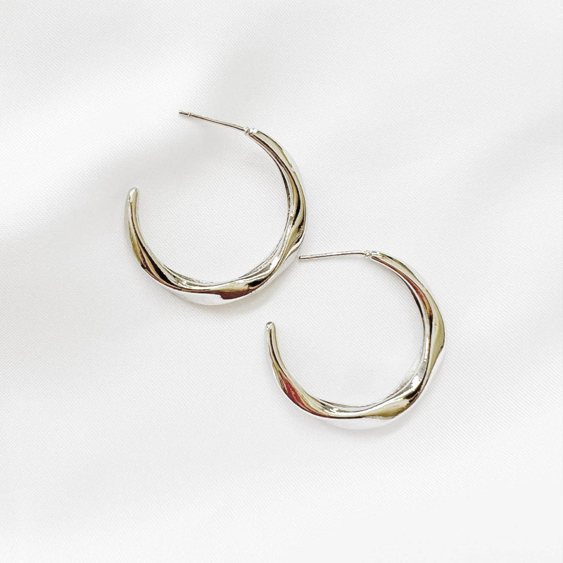 Jo Silver White Gold Filled Hoops Earrings