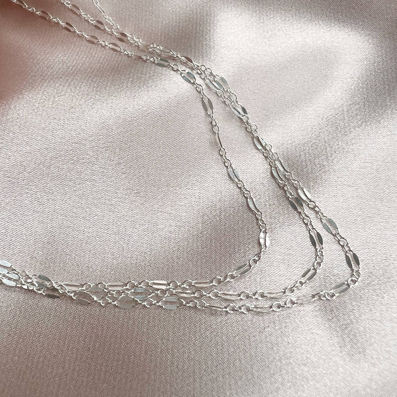 Kamryn Sterling Silver Dapped Sequin Chain Necklace